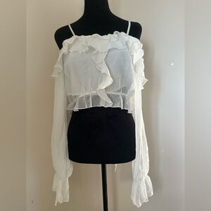 Cider White Ruffle Off-Shoulder Blouse